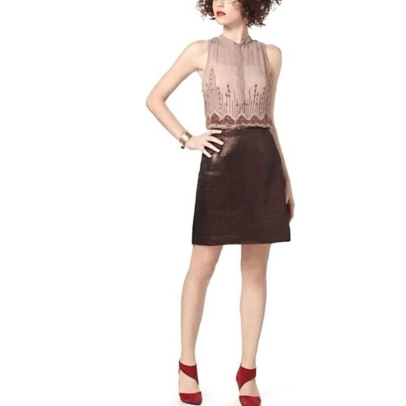 NEW LEIFSDOTTIR by Anthropologie Womens 0 Metallic Rocks Skirt - Picture 1 of 6